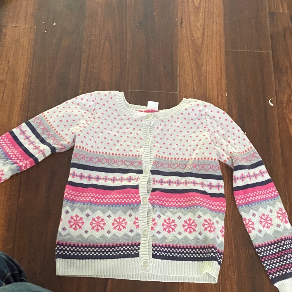 Gymboree Pink and White Patterned Cardigan